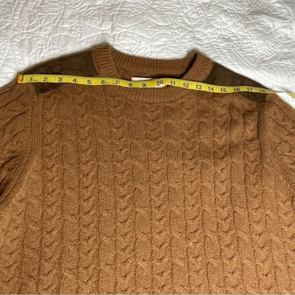 Barque Men’s Camel Brown Cable Knit Wool Blend Sweater Size L